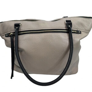 Kate Spade Pebble Leather soft zip top tote stripe interior
